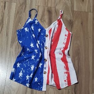 Patriotic Star and Stripe Button-Up Tank Top